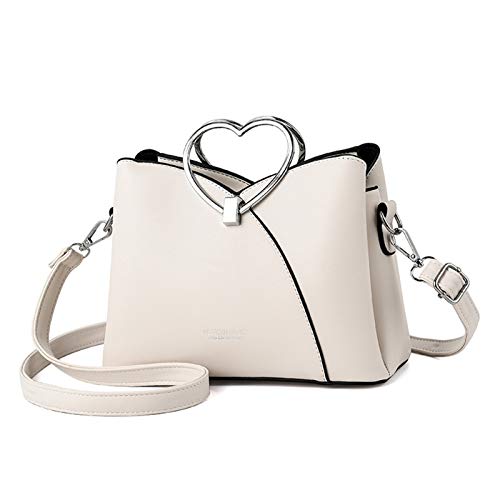 NICOLE & DORIS Fashion Handtasche für Damen Umhängetasche Wasserdichte Schultertaschen PU-Leder Henkeltaschen Top Griff Tasche für Schule und Shopping Weiß von NICOLE & DORIS