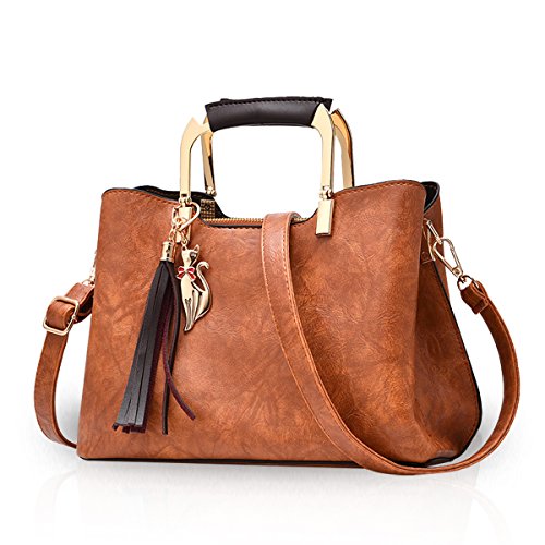 NICOLE&DORIS Frau Dame Handtaschen Schultertasche Taschen Shopper Umhängetasche Tote PU Khaki von NICOLE & DORIS