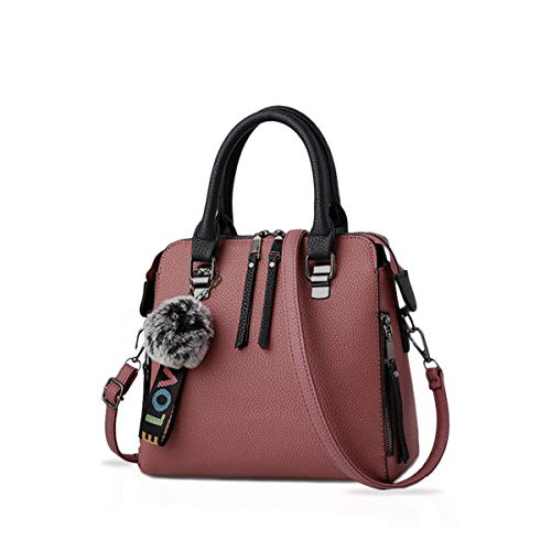 NICOLE & DORIS Mode Handtaschen Damen Taschen Elegant Shopper Tote Leder Schultertasche Frauen Umhängetasche Klassisch Henkeltasche für Büro Täglich Gebrauch Rosa von NICOLE & DORIS