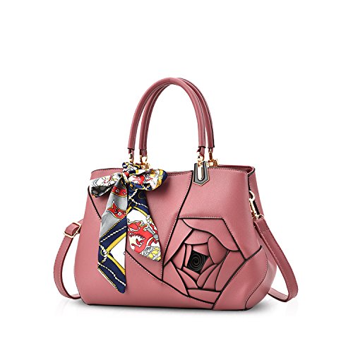 NICOLE&DORIS Frauen Blumen Top Handle Handtaschen Umhängetasche Crossbody Tasche Tote Satchel für Damen PU Leder Rosa von NICOLE & DORIS
