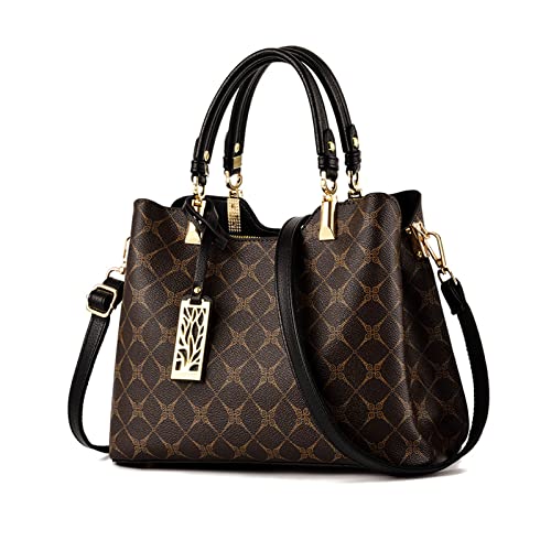 NICOLE & DORIS Frauen Handtasche Elegante Taschen für Damen Modern Tote Bag Mittelgroß Umhängetasche PU Leder Shopper Schultertasche mit Anhänger Schwarz von NICOLE & DORIS