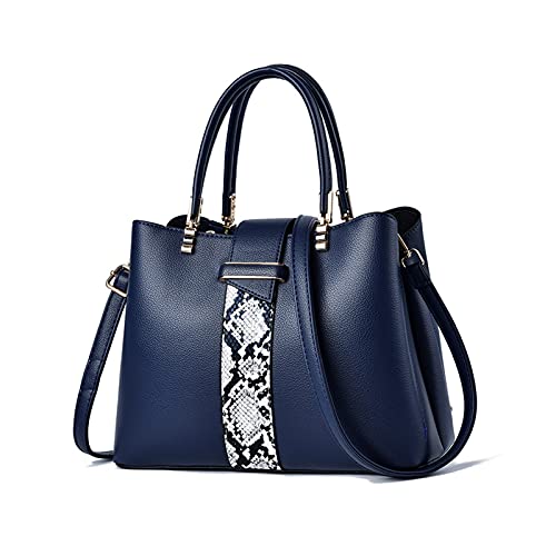 NICOLE & DORIS Frauen Tasche Designer Damen Handtasche Stilvolle Schultertasche Henkeltasche Mittelgroß Tote Bag Schlangenmuster PU Leder Umhängetasche Navy Blau von NICOLE & DORIS