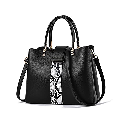 NICOLE & DORIS Frauen Tasche Designer Damen Handtasche Stilvolle Schultertasche Henkeltasche Mittelgroß Tote Bag Schlangenmuster PU Leder Umhängetasche Schwarz von NICOLE & DORIS