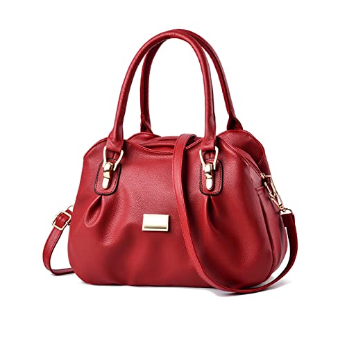 NICOLE & DORIS Frauen Tasche Elegante Handtaschen Damen Designer Shopper Schultertaschen PU Leder Henkeltasche Umhängetasche Mode Satchel Handtasche mit Vielen Fächern Burgunderrot von NICOLE & DORIS