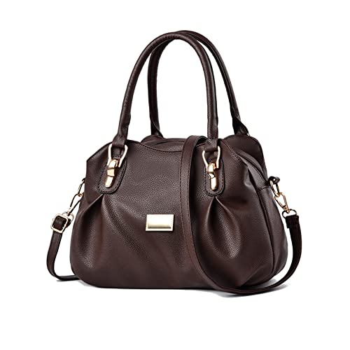 NICOLE & DORIS Frauen Tasche Elegante Handtaschen Damen Designer Shopper Schultertaschen PU Leder Henkeltasche Umhängetasche Mode Satchel Handtasche mit Vielen Fächern Kaffee von NICOLE & DORIS