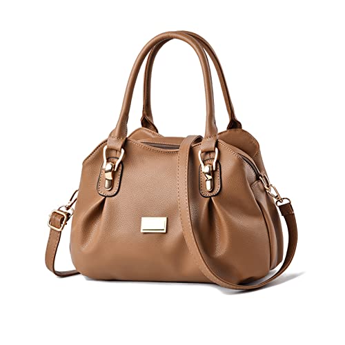NICOLE & DORIS Frauen Tasche Elegante Handtaschen Damen Designer Shopper Schultertaschen PU Leder Henkeltasche Umhängetasche Mode Satchel Handtasche mit Vielen Fächern Khaki von NICOLE & DORIS