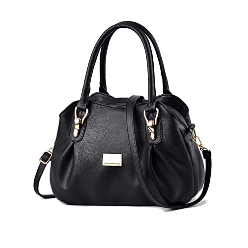 NICOLE & DORIS Frauen Tasche Elegante Handtaschen Damen Designer Shopper Schultertaschen PU Leder Henkeltasche Umhängetasche Mode Satchel Handtasche mit Vielen Fächern Schwarz von NICOLE & DORIS