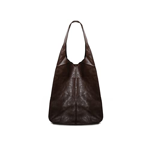NICOLE & DORIS Frauen Tasche Groß Schultertasche Shopper Weiche Ledertasche Leichte Tote Tasche Hobo Handtasche Gross Umhängetasche Faltbare Tragetasche Kaffee von NICOLE & DORIS