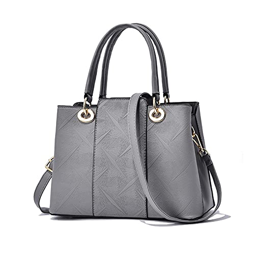 NICOLE & DORIS Frauen Umhängetasche Designer Handtaschen Damen PU Leder Top Griff Tasche Stilvolle Schultertasche Elegante Tasche für Büro Taschen Fächer Mittel Hellgrau von NICOLE & DORIS