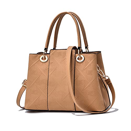 NICOLE & DORIS Frauen Umhängetasche Designer Handtaschen Damen PU Leder Top Griff Tasche Stilvolle Schultertasche Elegante Tasche für Büro Taschen Fächer Mittel Khaki von NICOLE & DORIS