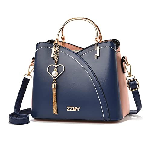 NICOLE & DORIS Frauen Umhängetasche Kleine Damen Handtasche Mode Schultertaschen PU Leder Henkeltasche Mehrfarbige Mädchen Crossbody Messenger Bag Kuriertaschen Handytasche Blau von NICOLE & DORIS