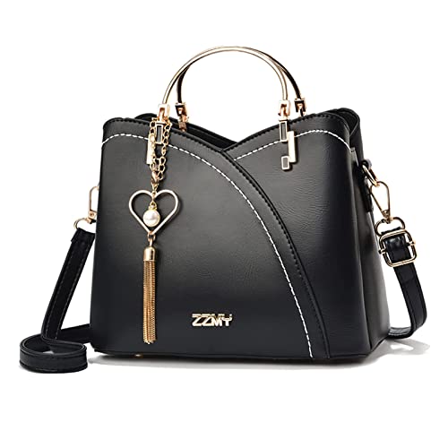 NICOLE & DORIS Frauen Umhängetasche Kleine Damen Handtasche Mode Schultertaschen PU Leder Henkeltasche Mehrfarbige Mädchen Crossbody Messenger Bag Kuriertaschen Handytasche Schwarz von NICOLE & DORIS