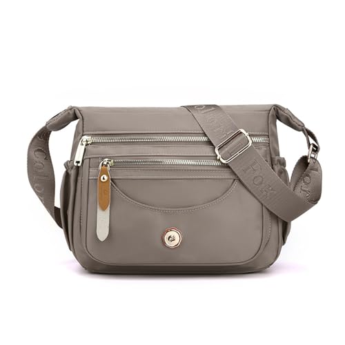 NICOLE & DORIS Frauen Umhängetasche Leichte Schultertasche Nylon Satchel Handtasche Damen mit Mehreren Taschen Messenger Crossbody Bag für Schule Shopping Arbeit Curry von NICOLE & DORIS