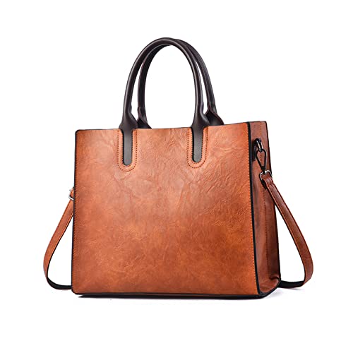 NICOLE & DORIS Groß Handtasche Damen Shopper Tasche Umhängetasche Damen Gross Retro Schultertasche Leder Tragetasche Tote für Büro Arbeit Schule Reisen Braun von NICOLE & DORIS