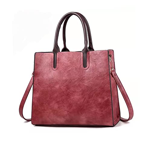 NICOLE & DORIS Groß Handtasche Damen Shopper Tasche Umhängetasche Damen Gross Retro Schultertasche Leder Tragetasche Tote für Büro Arbeit Schule Reisen Rosa von NICOLE & DORIS