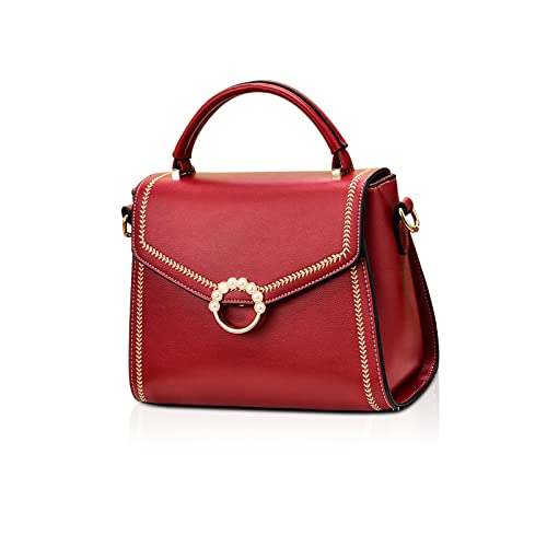 NICOLE & DORIS Handtasche Damen Crossbody Klein Umhängetasche Elegant Schultertasche Frauen Kuriertaschen Perlen Tasche PU Leder Abendtasche Rot von NICOLE & DORIS