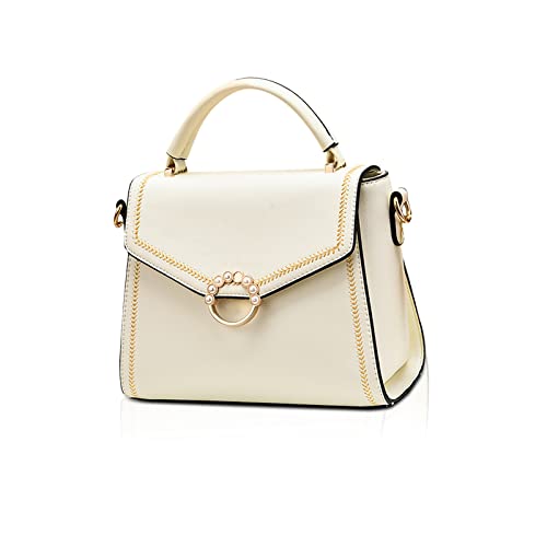 NICOLE & DORIS Handtasche Damen Crossbody Klein Umhängetasche Elegant Schultertasche Frauen Kuriertaschen Perlen Tasche PU Leder Abendtasche Weiß von NICOLE & DORIS