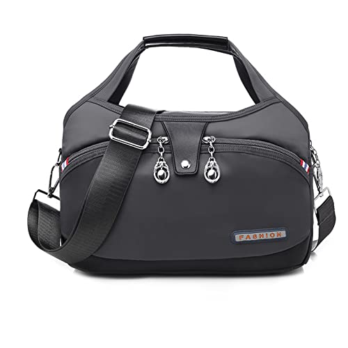 NICOLE & DORIS Handtasche Damen Crossbody Leichte Schultertasche Wasserdicht Nylon Umhängetasche mit Mehreren Taschen Messenger Bag für Shopping Arbeit Reise Dunkelgrau von NICOLE & DORIS