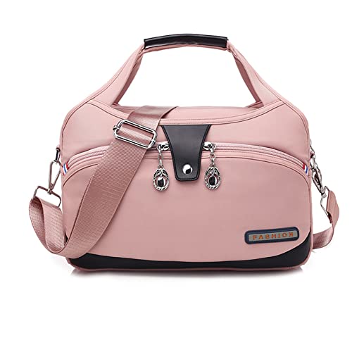 NICOLE & DORIS Handtasche Damen Crossbody Leichte Schultertasche Wasserdicht Nylon Umhängetasche mit Mehreren Taschen Messenger Bag für Shopping Arbeit Reise Rosa von NICOLE & DORIS