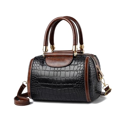 NICOLE & DORIS Handtasche Damen Designer Umhängetasche Mode Schultertaschen PU Leder Satchel Handtasche Krokodil Henkeltasche Clutch Crossbody Tasche Schwarz von NICOLE & DORIS