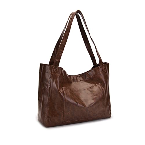 NICOLE & DORIS Handtasche Damen Groß Shopper Tasche Casual Schultertasche Weiche Leder Tragetasche Reise Tote Bag Elegant Handtaschen Kaffee von NICOLE & DORIS