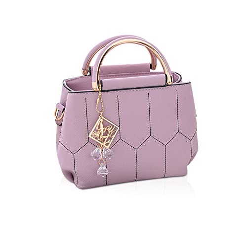 NICOLE & DORIS Handtasche Damen Klein Schultertaschen PU Leder Frauen Umhängetasche Henkeltasche Mini Tasche Damen Kuriertaschen Crossbody Tragentasche mit Anhänger Lila von NICOLE & DORIS