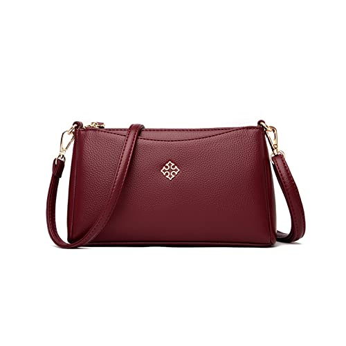 NICOLE & DORIS Handtasche Damen Klein Umhängetasche Multifunktionale Handy Tasche Schultertaschen PU Leder Handytasche mit Kartenschlitz Crossbody Bag Kuriertaschen Burgundisch von NICOLE & DORIS