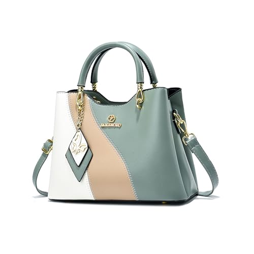 NICOLE & DORIS Handtasche Damen Klein Umhängetasche mit Griff Henkeltasche Mehrfarbige Süß Schultertaschen PU Leder Mädchen Crossbody Bag Kuriertaschen Grün von NICOLE & DORIS