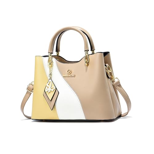 NICOLE & DORIS Handtasche Damen Klein Umhängetasche mit Griff Henkeltasche Mehrfarbige Süß Schultertaschen PU Leder Mädchen Crossbody Bag Kuriertaschen Khaki von NICOLE & DORIS