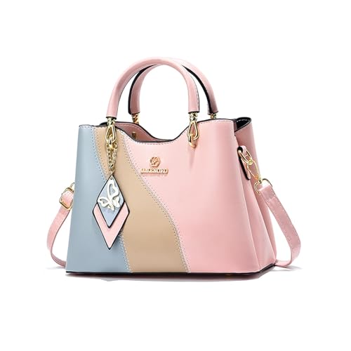 NICOLE & DORIS Handtasche Damen Klein Umhängetasche mit Griff Henkeltasche Mehrfarbige Süß Schultertaschen PU Leder Mädchen Crossbody Bag Kuriertaschen Rosa von NICOLE & DORIS