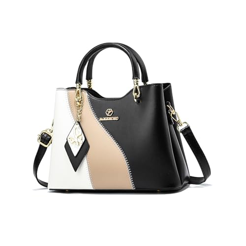 NICOLE & DORIS Handtasche Damen Klein Umhängetasche mit Griff Henkeltasche Mehrfarbige Süß Schultertaschen PU Leder Mädchen Crossbody Bag Kuriertaschen Schwarz von NICOLE & DORIS