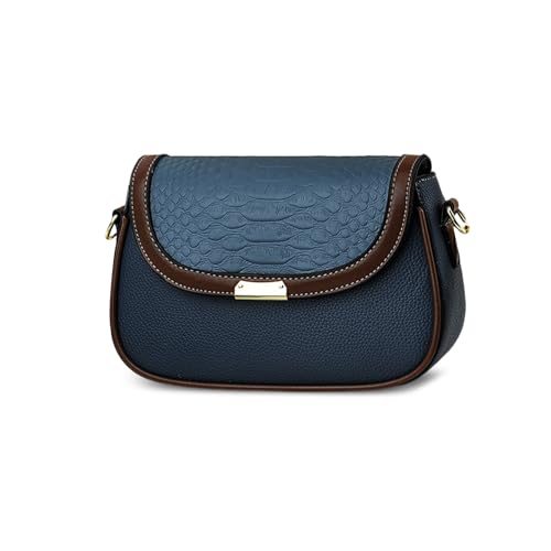 NICOLE & DORIS Handtasche Damen Kleine Umhängetaschen Retro Schultertaschen Kroko Satchel Tasche PU Leder Crossbody Bag Blau von NICOLE & DORIS