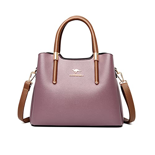 NICOLE & DORIS Handtasche Damen Mittelgroß Frauen Schultertaschen PU Leder Tote Tasche Elegante Henkeltasche Umhängetasche wasserdichte Satchel Handtasche mit Vielen Fächern Lila von NICOLE & DORIS