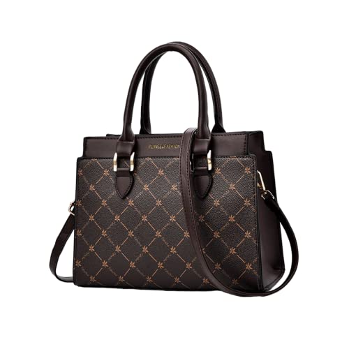 NICOLE & DORIS Handtasche Damen Mittelgroß Frauen Umhängetasche Elegant Schultertasche PU Leder Henkeltasche Shopper Tote Tasche mit Abnehmbarem Schultergurt Kaffee von NICOLE & DORIS