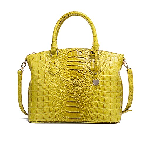 NICOLE & DORIS Handtasche Damen Mittelgroß Kroko Handtaschen Elegante Schultertaschen Lackleder Henkeltasche Umhängetasche Tote Tasche für Büro Shopper Reisen Gelb von NICOLE & DORIS