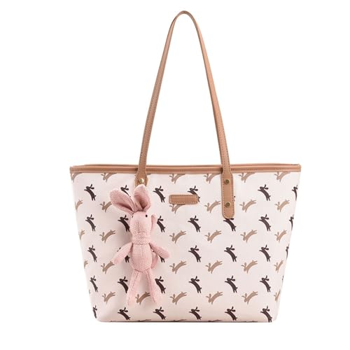 NICOLE & DORIS Handtasche Gross Damen Shopper Schultertasche Bedruckte Tote Handtasche PU Leder Süß Tragetasche für Alltag,Schule,Reise Khaki NICOLE & DORIS Handtasche Gross Damen Shopper Schultertasche Bedruckte Tote Handtasche PU Leder Süß Tragetasche für Alltag,Schule,Reise Khaki von NICOLE & DORIS