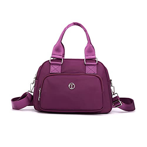 NICOLE & DORIS Handtasche Messenger Bag Damen Casual Schultertasche Nylon Wasserdicht Leichte Umhängetasche Multi-Tasche Handtasche Reise Lila von NICOLE & DORIS