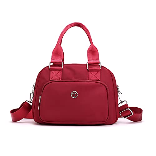 NICOLE & DORIS Handtasche Messenger Bag Damen Casual Schultertasche Nylon Wasserdicht Leichte Umhängetasche Multi-Tasche Handtasche Reise Rot von NICOLE & DORIS