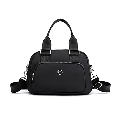 NICOLE & DORIS Handtasche Messenger Bag Damen Casual Schultertasche Nylon Wasserdicht Leichte Umhängetasche Multi-Tasche Handtasche Reise Schwarz von NICOLE & DORIS