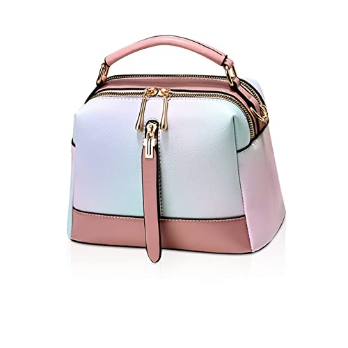 NICOLE & DORIS Handtasche für Damen klein Umhängetasche Modern Schultertaschen PU Leder Mehrfarbige Henkeltasche Mädchen Messenger Bag Satchel Crossbody Bag Handytaschen Rosa von NICOLE & DORIS