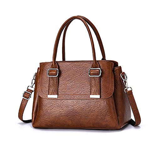 NICOLE & DORIS Handtaschen Damen Elegant Schultertasche Retro Henkeltasche Weiche PU Leder Tote Satchel Tasche Frauen Umhängetasche für Büro Shopper Alltags Braun von NICOLE & DORIS