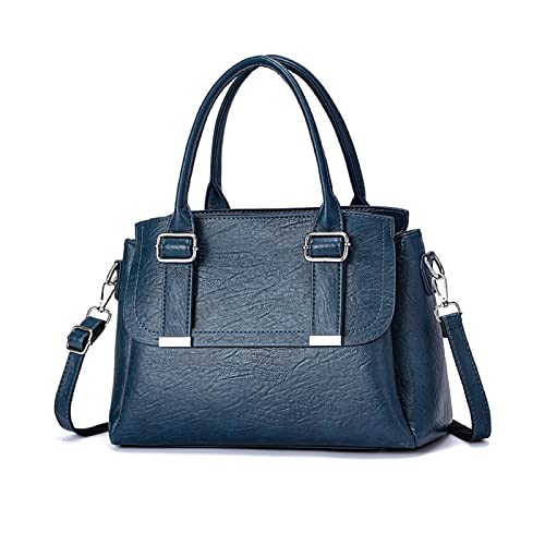 NICOLE & DORIS Handtaschen Damen Elegant Schultertasche Retro Henkeltasche Weiche PU Leder Tote Satchel Tasche Frauen Umhängetasche für Büro Shopper Alltags Dunkelblau von NICOLE & DORIS