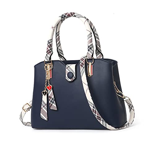 NICOLE & DORIS Handtaschen Damen Elegante Frauen Umhängetasche mit Farbe Streifen Damen Schultertasche PU Leder Designer Henkeltasch Shopper Tote Tasche Mittelgroß Navy Blau von NICOLE & DORIS