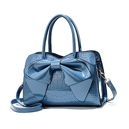 NICOLE & DORIS Handtaschen Damen Kleine Henkeltasche Frau Mode Tasche Designer Umhängetasche Mädchen Schultertasche Lackleder Handtasche Abendtasche Blau von NICOLE & DORIS