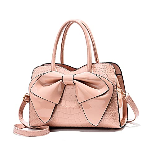 NICOLE & DORIS Handtaschen Damen Kleine Henkeltasche Frau Mode Tasche Designer Umhängetasche Mädchen Schultertasche Lackleder Handtasche Abendtasche Rosa von NICOLE & DORIS