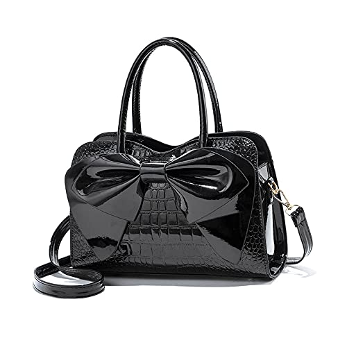 NICOLE & DORIS Handtaschen Damen Kleine Henkeltasche Frau Mode Tasche Designer Umhängetasche Mädchen Schultertasche Lackleder Handtasche Abendtasche Schwarz von NICOLE & DORIS