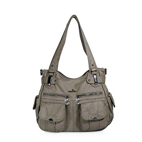 NICOLE & DORIS Handtaschen Damen Lederimitat Umhängetasche Designer Shopper Hobo Taschen Groß Tasche Grau von NICOLE & DORIS