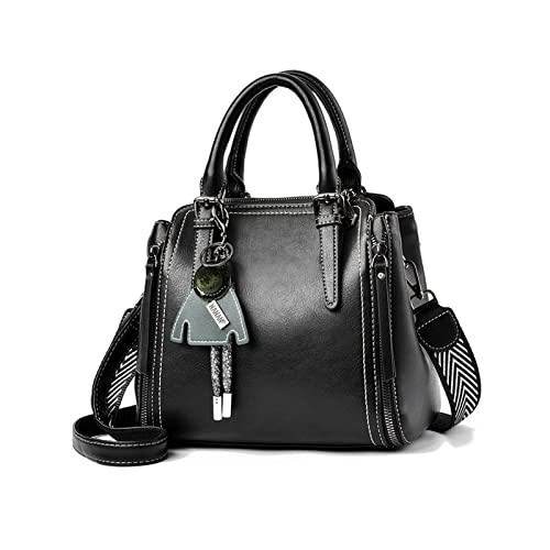 NICOLE & DORIS Handtaschen Damen Shopper Schultertasche Designer Umhängetasche Frauen Elegant Tasche mit Abnehmbarem Schultergurt PU Leder Tote Bag Schwarz von NICOLE & DORIS