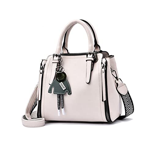 NICOLE & DORIS Handtaschen Damen Shopper Schultertasche Designer Umhängetasche Frauen Elegant Tasche mit Abnehmbarem Schultergurt PU Leder Tote Bag Weiß von NICOLE & DORIS