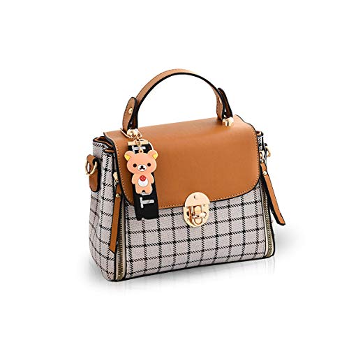 NICOLE&DORIS Handtaschen für Damen Niedliche Umhängetasche Mädchen Reißverschluss Handtasche PU Leder Schultertasche Crossbody Bag Braun von NICOLE & DORIS